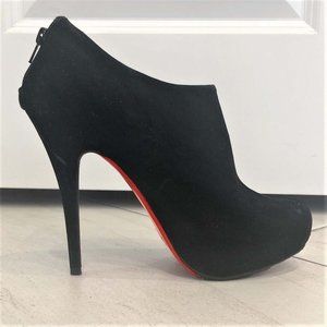 Black Faux Suede Heels / Ankle Booties